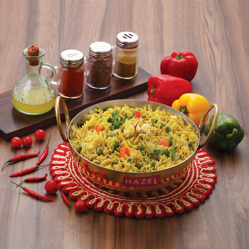 100% Brass Kadai with Handle 2650 ML, 24 cm