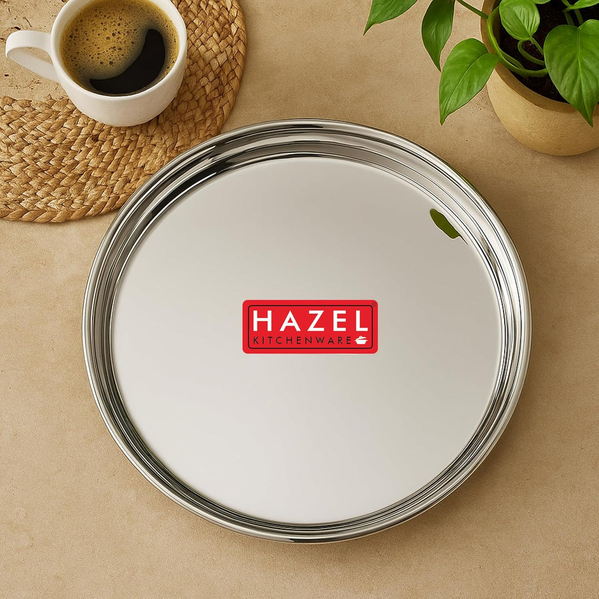 Stainless Steel Dinner Lunch Plate Bhojan Thali, Dia 24 cm, Small