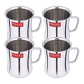 Stainless Steel Green Tea Coffee Big Damaru Plain Mug, Set of 4, 200 ml