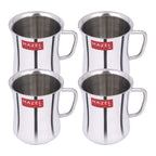 Stainless Steel Green Tea Coffee Big Damaru Plain Mug, Set of 4, 200 ml