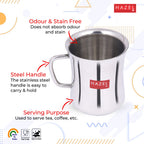 Stainless Steel Green Tea Coffee Big Damaru Plain Mug, Set of 4, 200 ml