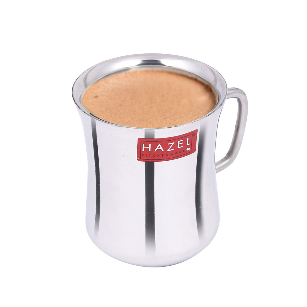 Stainless Steel Green Tea Coffee Big Damaru Plain Mug, Set of 4, 200 ml
