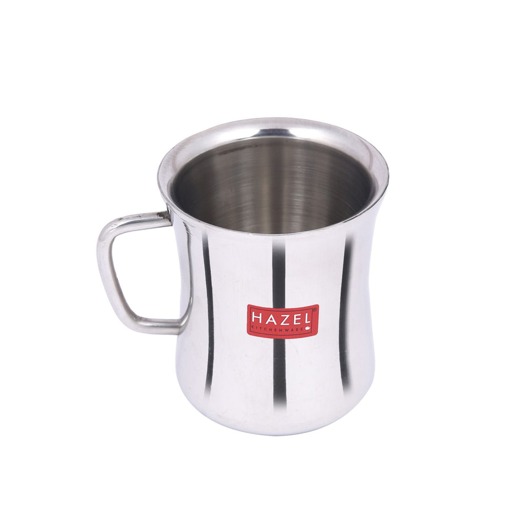 Stainless Steel Green Tea Coffee Big Damaru Plain Mug, Set of 4, 200 ml