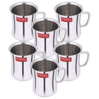 Stainless Steel Green Tea Coffee Big Damaru Plain Mug, Set of 6, 200 ml