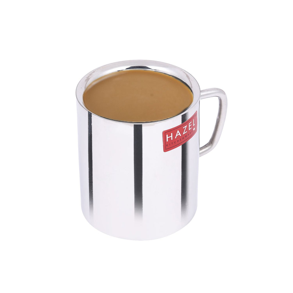 Stainless Steel Double Wall Green Tea Coffee Big Sobar Mug, Set of 4, 210 ml (Each)