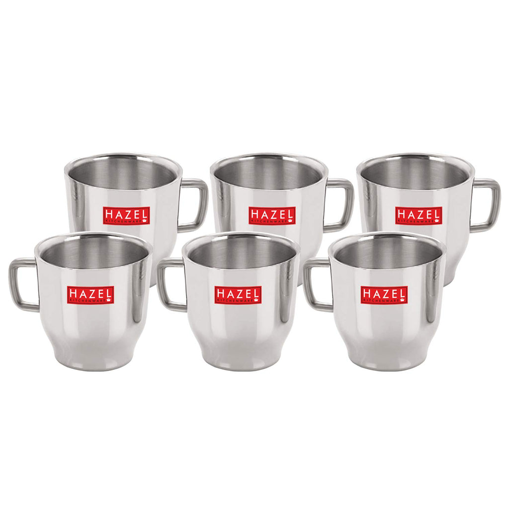 Stainless Steel Green Tea Coffee Small Classic Cup, Set of 6, 75 ml (Each)