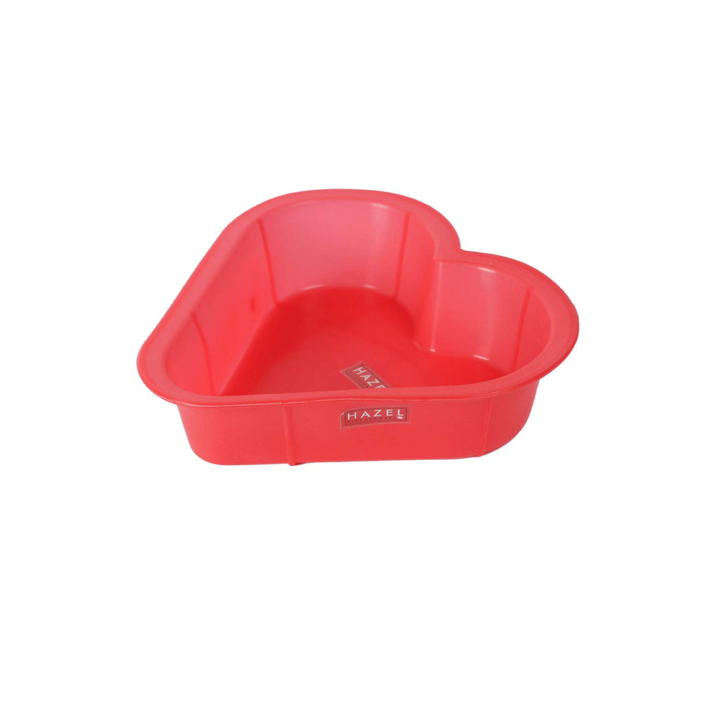 Silicone Small Square, Round and Heart Shape Cake Mould for Half Kg, 3 Pcs, Red