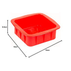 Silicone Small Square, Round and Heart Shape Cake Mould for Half Kg with Spatula, 4 Pcs, Red
