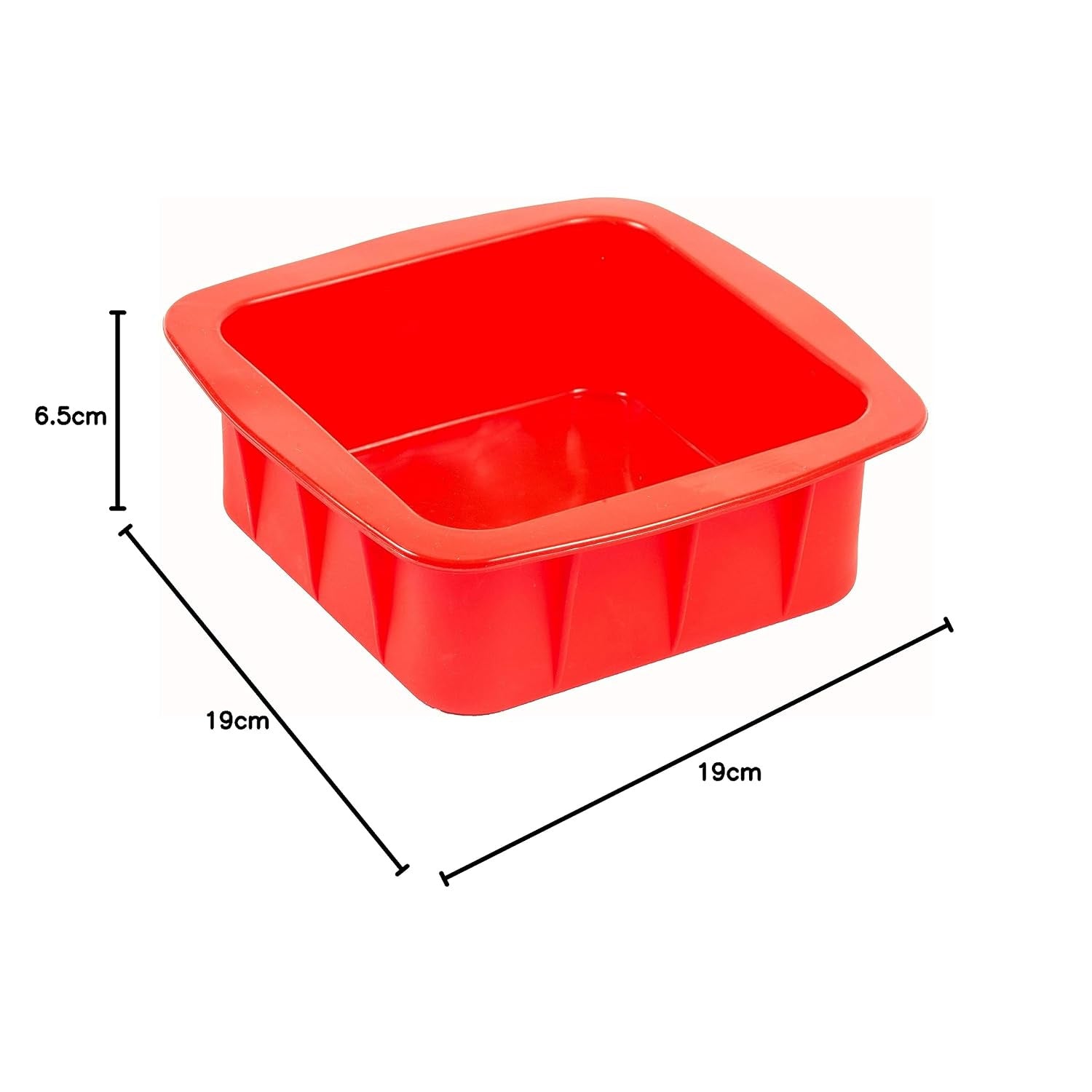 Silicone Small Square, Round and Heart Shape Cake Mould for Half Kg with Spatula, 4 Pcs, Red