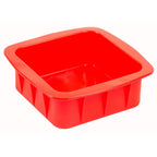 Silicone Small Square, Round and Heart Shape Cake Mould for Half Kg with Spatula, 4 Pcs, Red