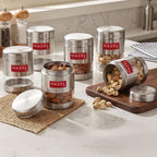 Stainless Steel Transparent Matt Finish See Through Container, Silver,Set of 6, 400 ML