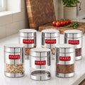 Stainless Steel Glossy Transparent Container, Set of 6 - 400ML