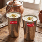Plain Stainless Steel Jumbo Lassi Glass Set of 2, 750ML Each