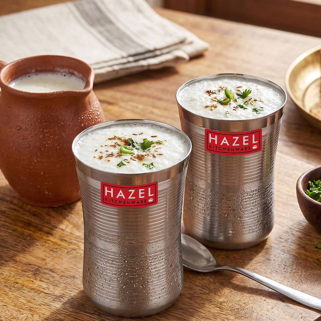 Stainless Steel Lassi Glass- Set of 2, 650ML Each
