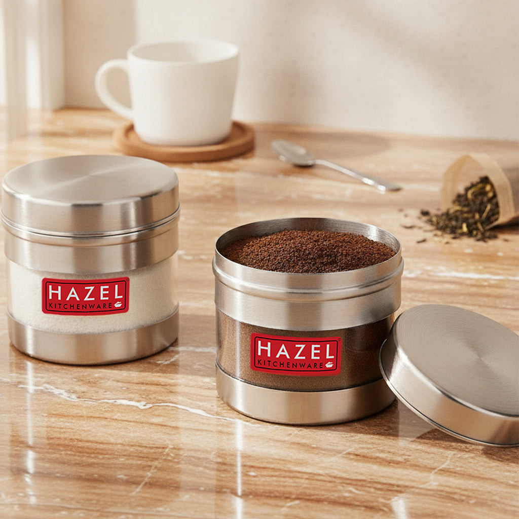Stainless Steel Transparent Container - Set of 2, 500 ML Each