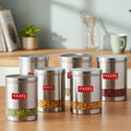 Stainless Steel Transparent Wide Mouth See Through Container, Silver, Set of 6, 1350 Ml