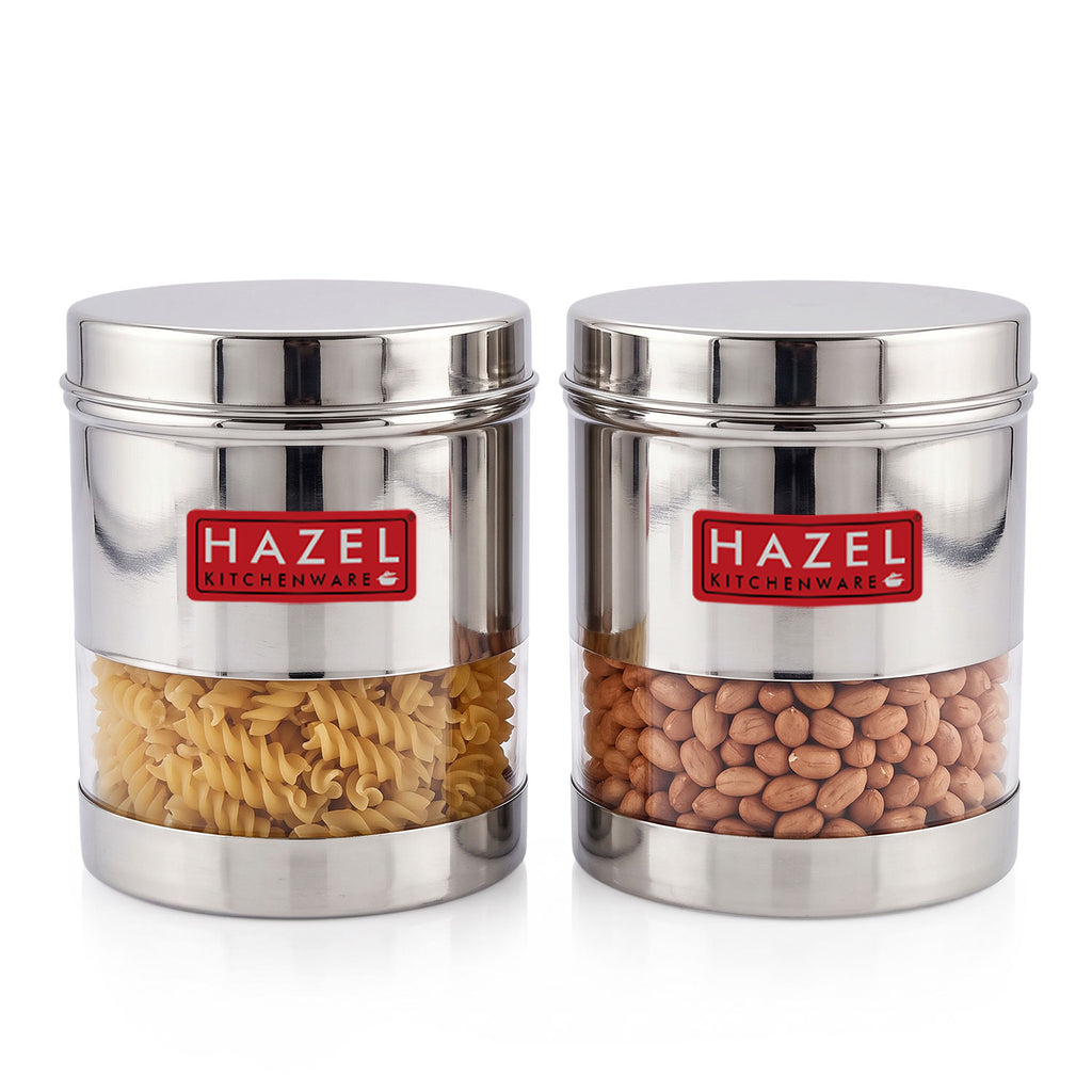 Transparent Steel Container, 700 ML, Set of 2
