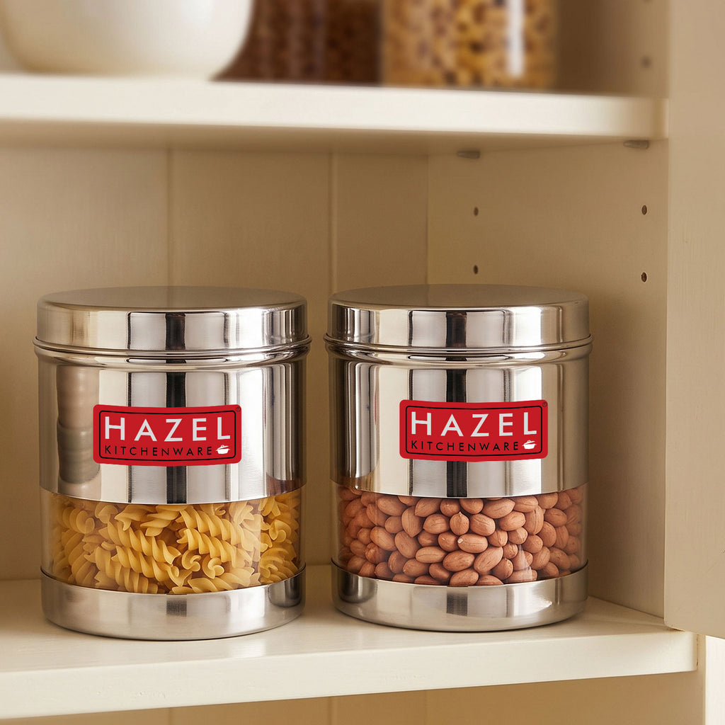 Transparent Steel Container, 700 ML, Set of 2