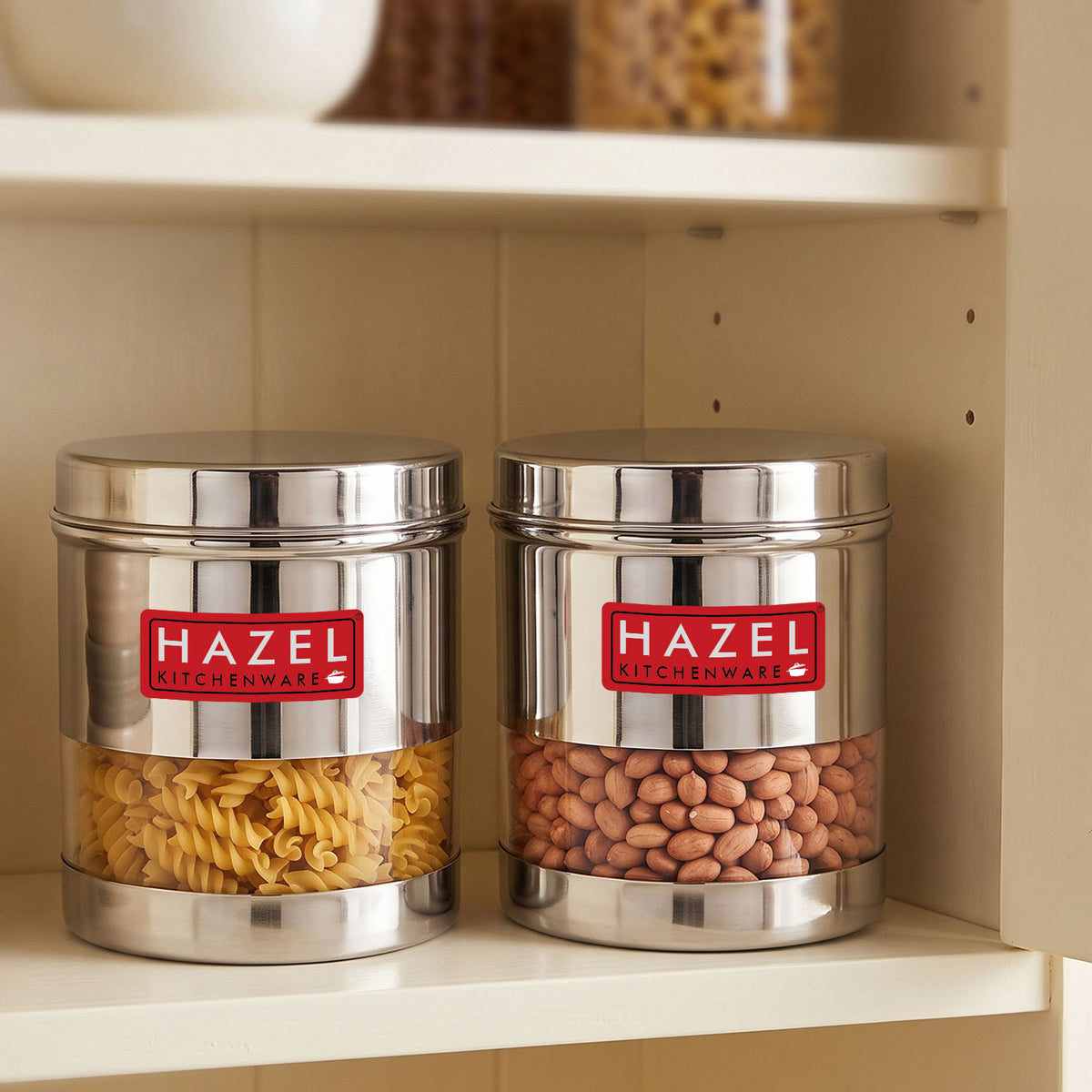 Transparent Steel Container, 700 ML, Set of 2