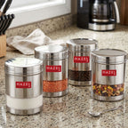Transparent Steel Container, 700 ML – Set of 4