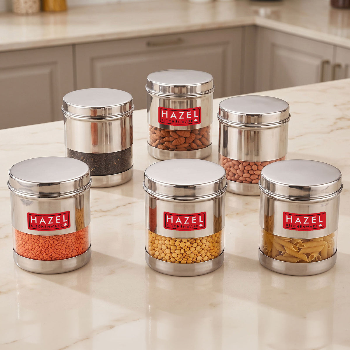Transparent Steel Container 700 ML, Set of 6