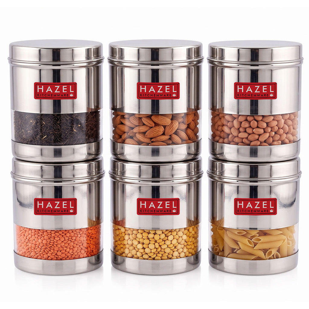 Transparent Steel Container 700 ML, Set of 6