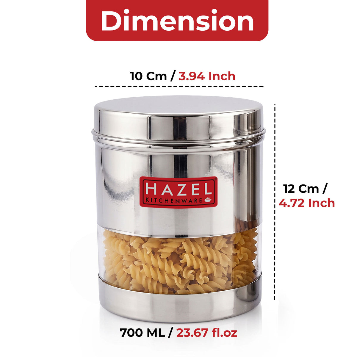 Transparent Steel Container 700 ML, Set of 6
