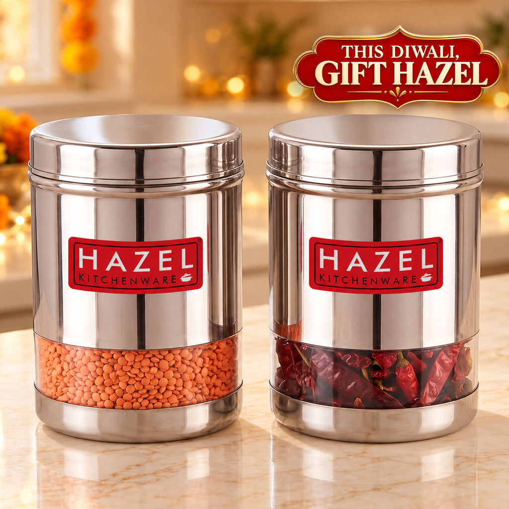 Stainless Steel Transparent Container, Set of 2, 950 ML Each