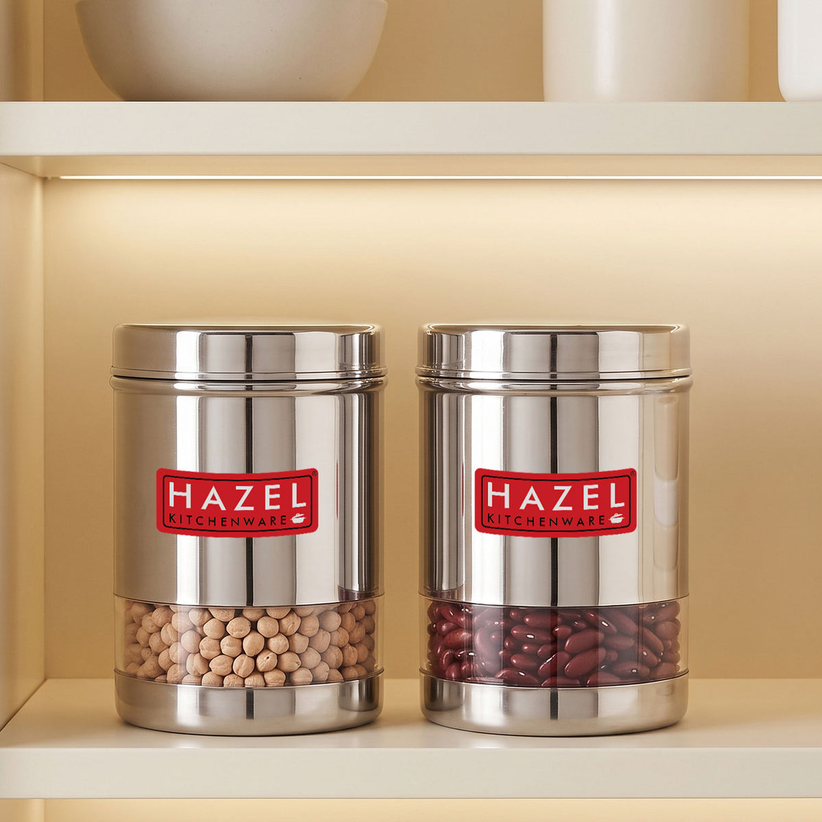 Stainless Steel Transparent Container, Set of 2, 950 ML Each