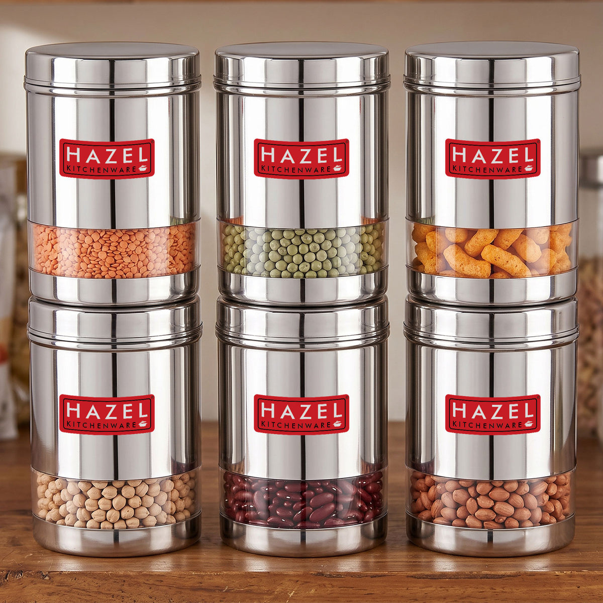 Wide Mouth See Through Container, 950 ML, Set of 6