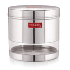 Stainless Steel Transparent Wide Mouth See Through Container, Silver, Set of 2, 1100 ml