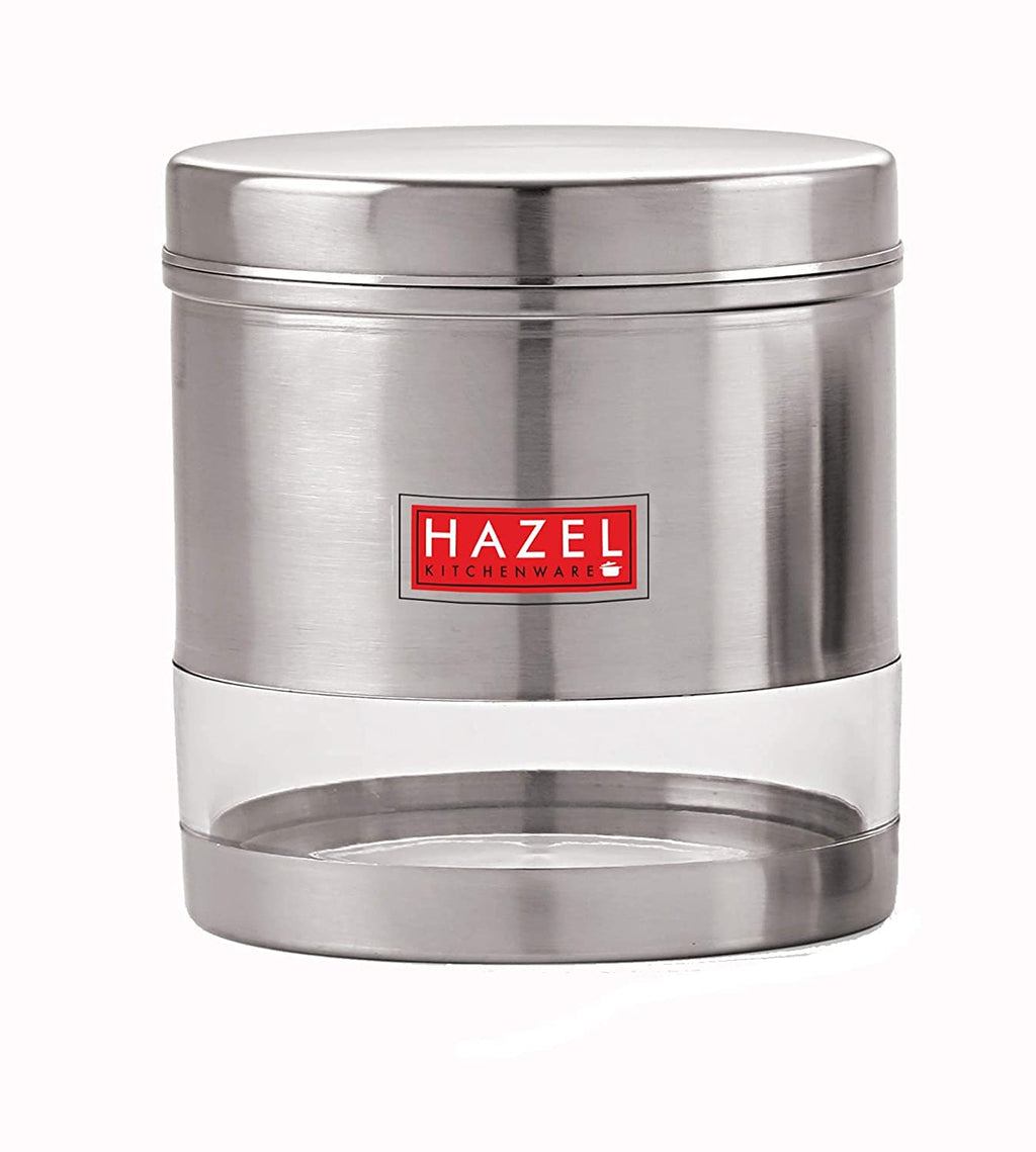 Stainless Steel Transparent Wide Mouth See Through Container, Silver, Set of 6, 1100 Ml