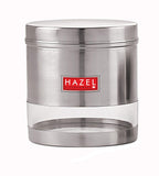 Stainless Steel Transparent Wide Mouth See Through Container, Silver, Set of 6, 1100 Ml