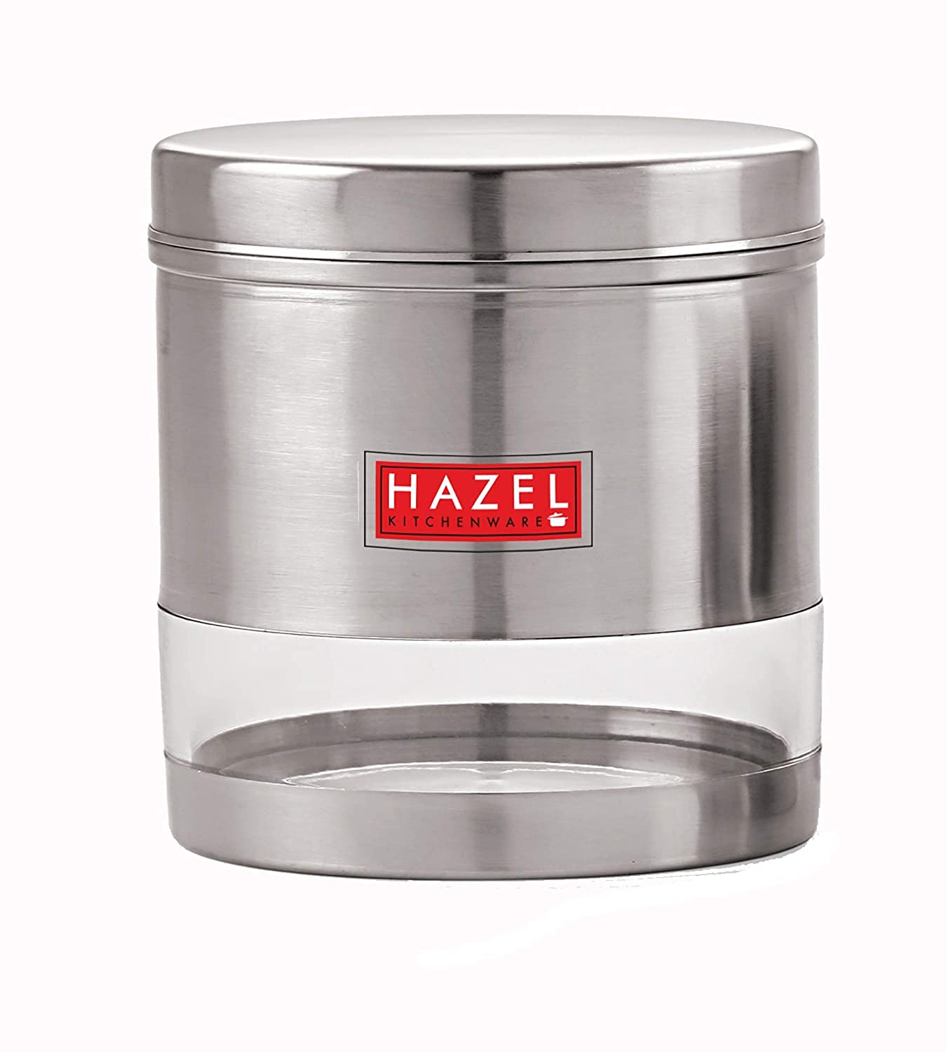 Stainless Steel Transparent Wide Mouth See Through Container, Silver, Set of 6, 1100 Ml