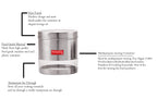 Stainless Steel Transparent Wide Mouth See Through Container, Silver, Set of 6, 1100 Ml