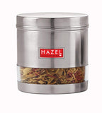 Stainless Steel Transparent Wide Mouth See Through Container, Silver, Set of 6, 1100 Ml