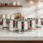 Transparent Steel Container, 1350 ML – Set of 6