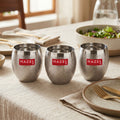 Stainless Steel Drinking Glass Matt Finish, 260ml Set of 3