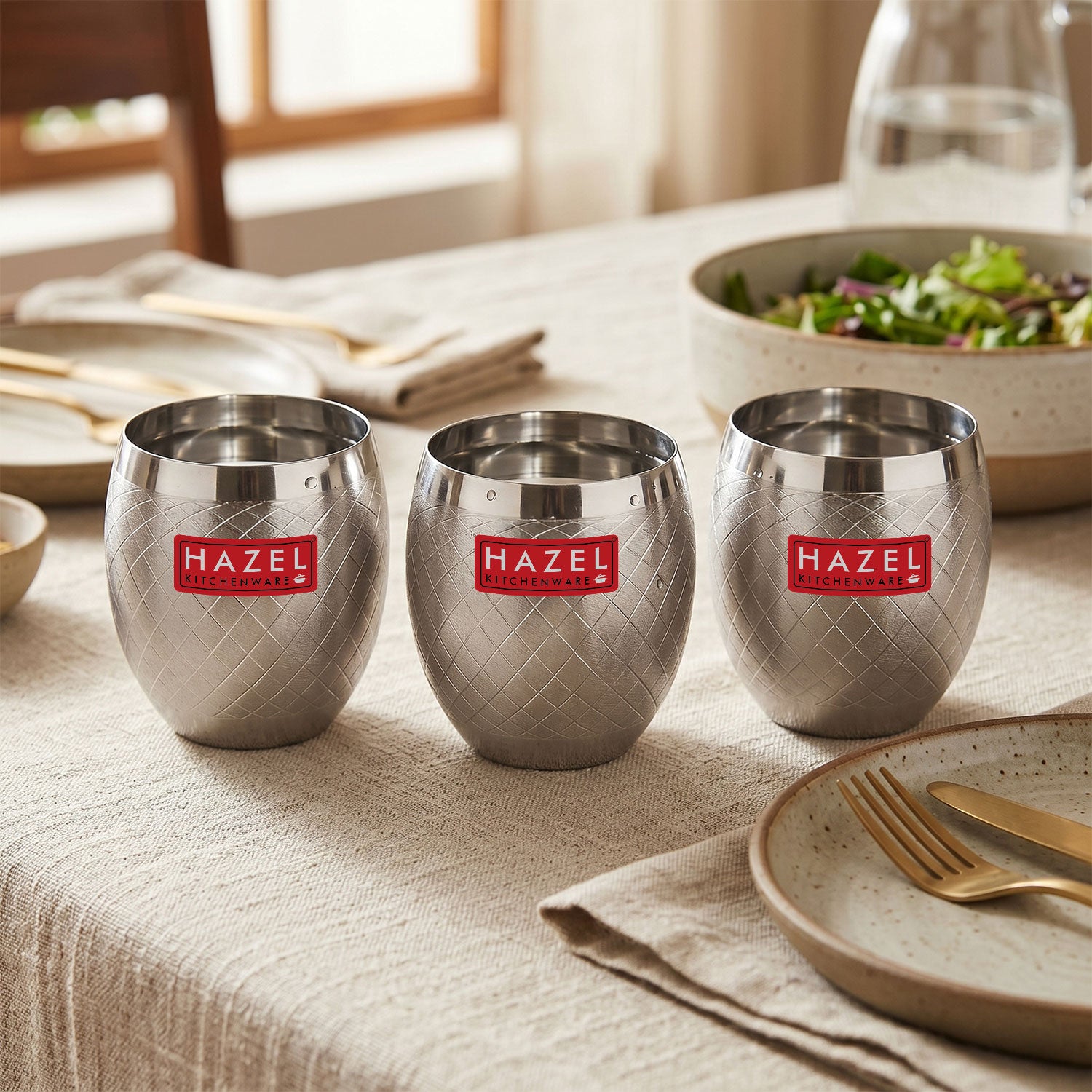 Stainless Steel Drinking Glass Matt Finish, 260ml Set of 3