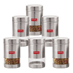 Stainless Steel Kitchen Containers, Transparent Storage Set, 6 Pcs, 1700 ml
