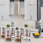 Stainless Steel Kitchen Containers, Transparent Storage Set, 6 Pcs, 1700 ml