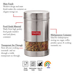 Stainless Steel Kitchen Containers, Transparent Storage Set, 6 Pcs, 1700 ml
