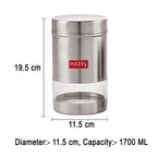 Stainless Steel Kitchen Containers, Transparent Storage Set, 6 Pcs, 1700 ml