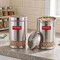 Stainless Steel Transparent Container, Glossy Finish, Set of 2 - 1.7 L Each