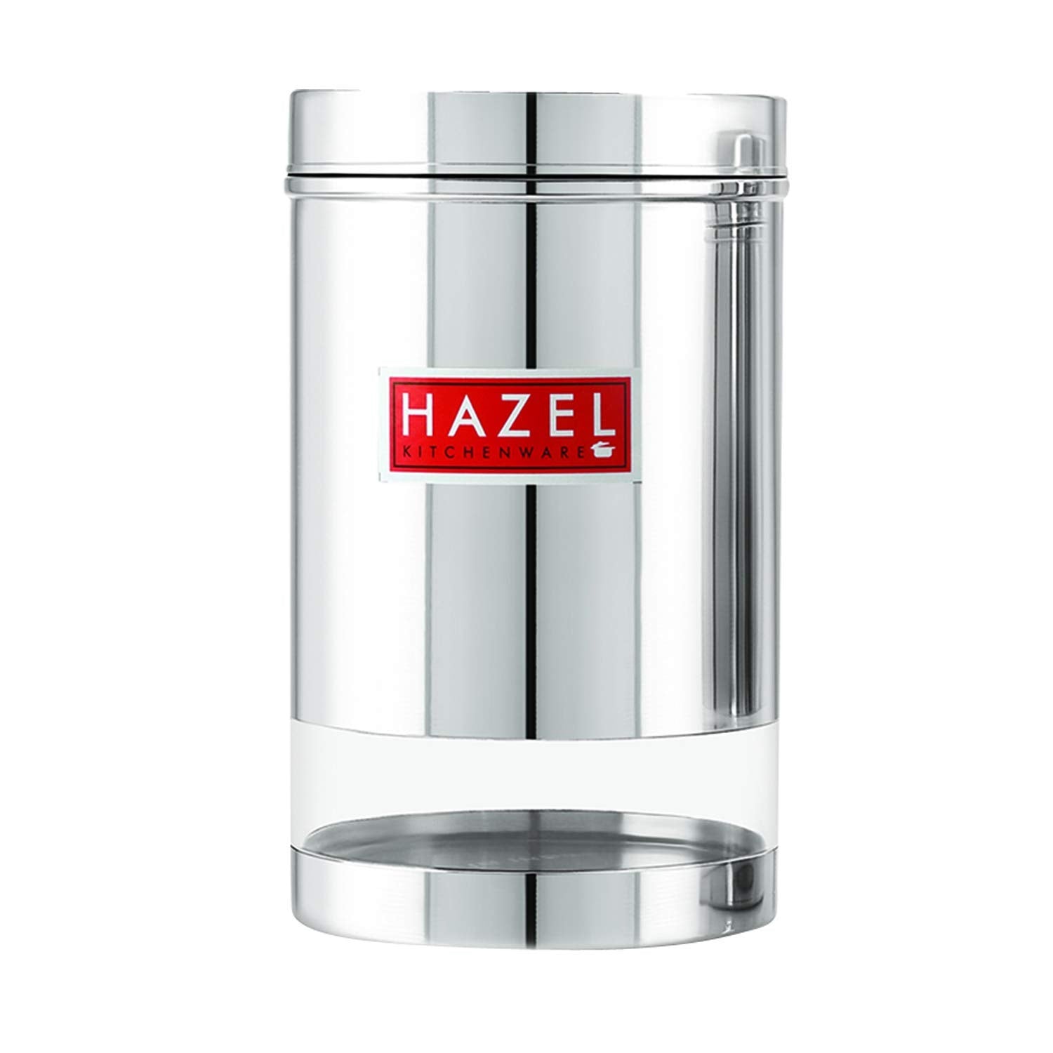 Stainless Steel Transparent Glossy Finish See Through Container, Silver, Set of 3, 1700 ml