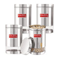 Stainless Steel Transparent Glossy Finish See Through Container, Silver, Set of 4, 1700 ml