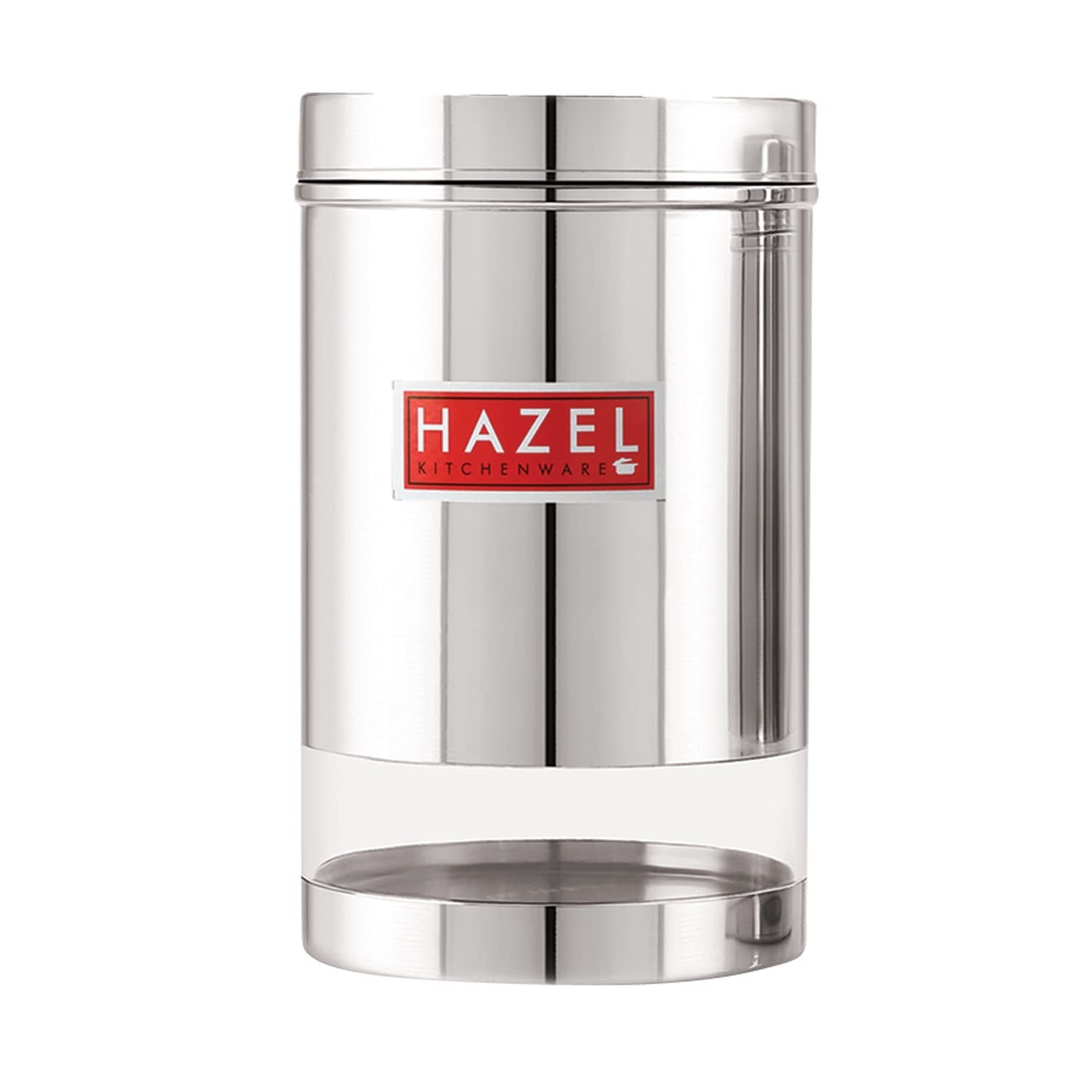 Stainless Steel Transparent Glossy Finish See Through Container, Silver, Set of 4, 1700 ml