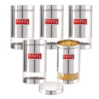 Stainless Steel Transparent Glossy Finish See Through Container, Silver, Set of 5, 1200 ml