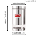 Stainless Steel Transparent Glossy Finish See Through Container, Silver, Set of 5, 1200 ml