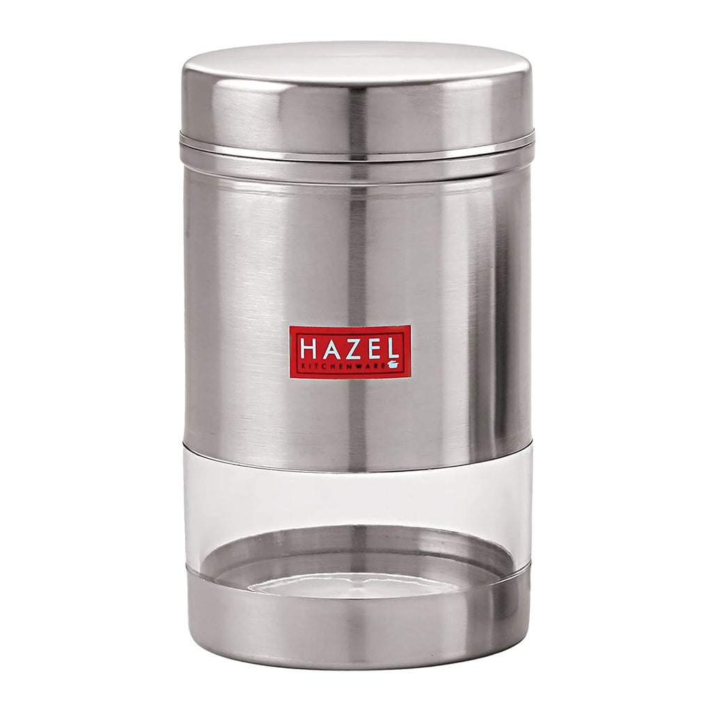 Stainless Steel Transparent Glossy Finish See Through Container, Silver, Set of 6, 1200 ml